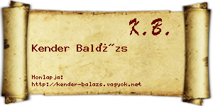 Kender Balázs névjegykártya