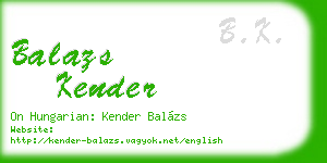 balazs kender business card
