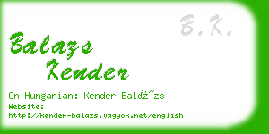 balazs kender business card